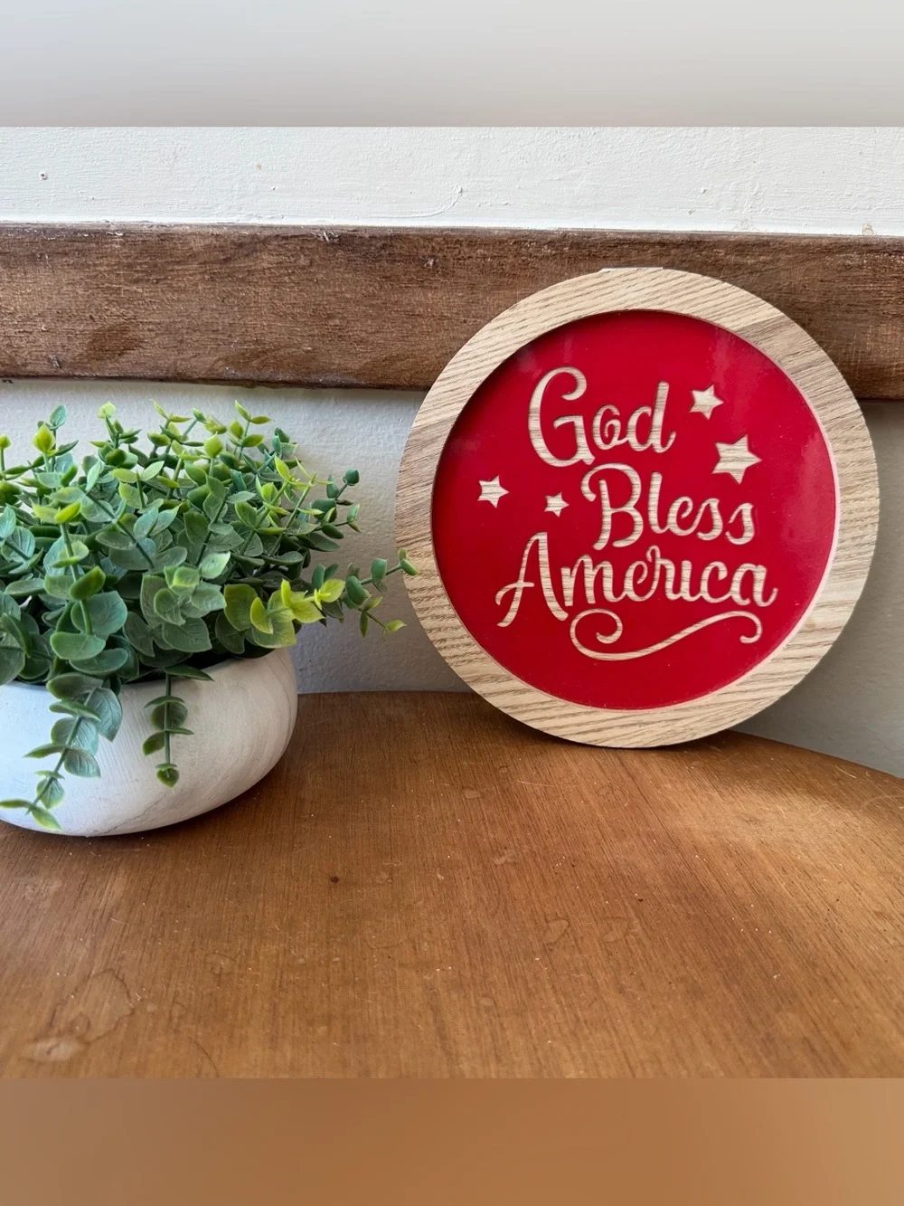 Hobby Lobby Red and Natural Wood